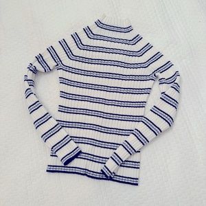 Girls mock turtleneck, size 8. Mayoral striped ribbed top, like new.